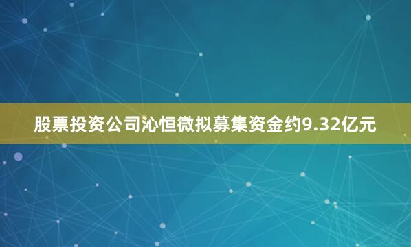 股票投资公司沁恒微拟募集资金约9.32亿元